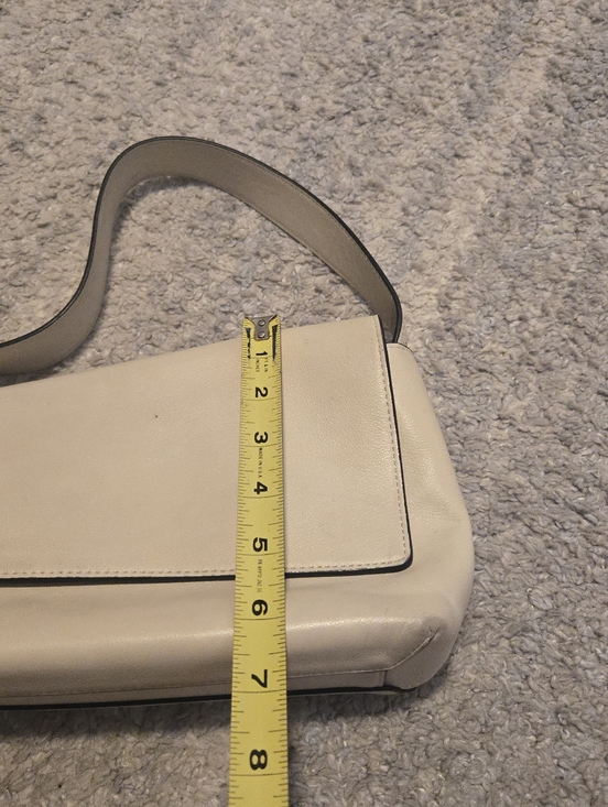 STAUD Cream Leather Valerie Baguette Shoulder Bag - Minimalist Chic - Picture 15 of 16